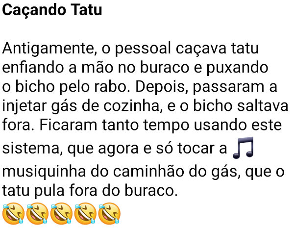 Caçando Tatu. Antigamente o pessoal caçava tatu enfiando a mão no buraco e puxando o bicho pelo rabo....