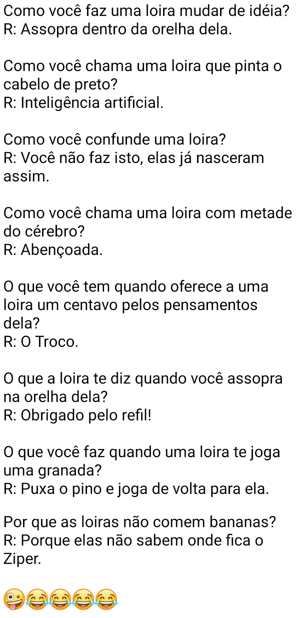 Por que as loiras não gostam de piadas de loiras? - Charada e