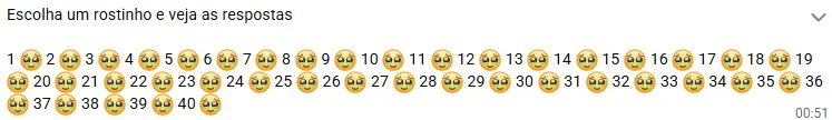 Escolha um rostinho e veja as respostas. Nova brincadeira: escolha um rostinho e veja as respostas!.