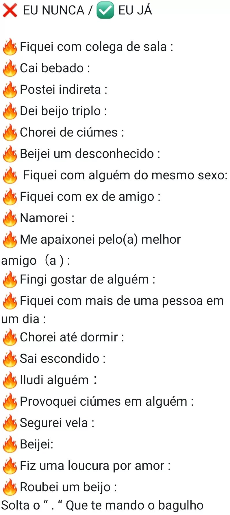 Eu nunca  Perguntas e respostas brincadeira, Perguntas para casais,  Perguntas sobre namorado