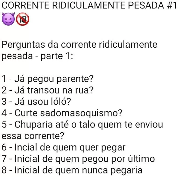 CORRENTE RIDICULAMENTE PESADA #1 (Perguntas) 