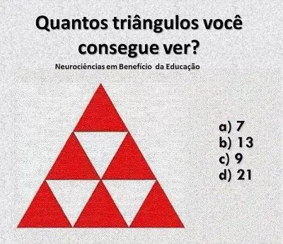 Quantos triângulos você vê na imagem?. É preciso ter um pouco de atenção pra responder corretamente .