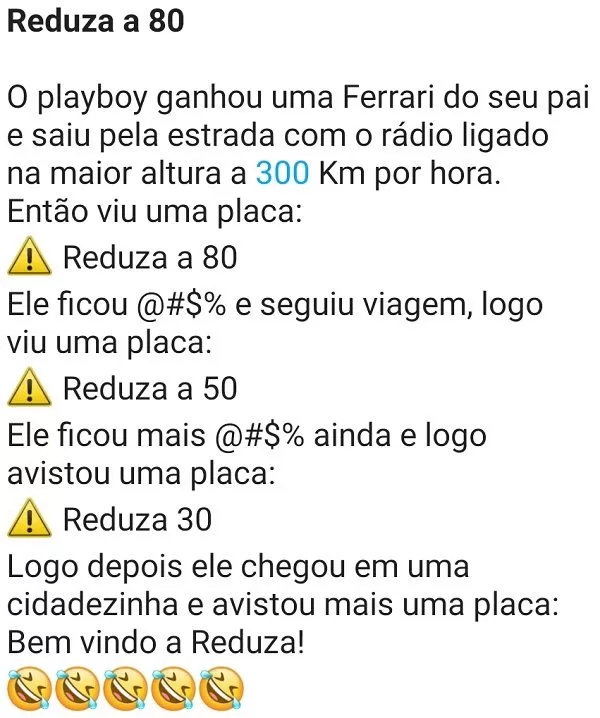 Reduza a 80. O playboy estava 