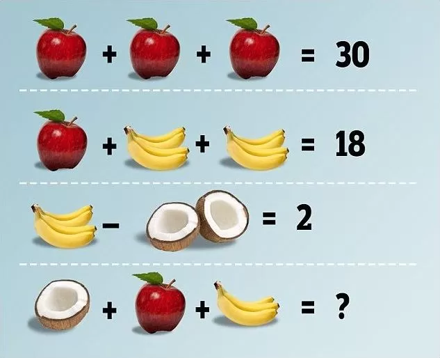 Teste de raciocínio com frutas. Esse é o teste de raciocínio com números envolvendo frutas....