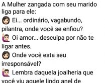Lembra daquela joalheria?. Marido vai pro bar e a mulher liga zangada querendo saber onde ele está....