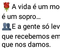 A vida é um momento. É um flash, um sopro... e agente só leva daqui o amor....