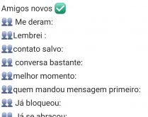 Biografia: Amizade. Bio Amigos novos, me deram, lembrei, contato salvo....