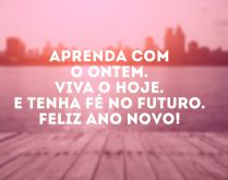 Aprenda com o ontem. Viva o ho.... Aprenda com o ontem. Viva o hoje. E tenha fé no futuro. Feliz Ano Novo!.