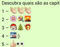 Capitais brasileiras. Descubra quais são as capitais brasileiras dos emoticons, juntando-os.