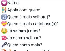 Nova biografia - nome, apoia c.... Bio - Nome - Apoia com quem - Quem é mais velho(a)? - Quem é mais....