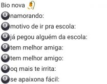 Bio nova. Nova bio para status, se divirta com seus contatos!.