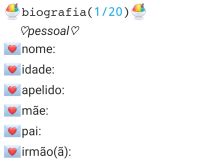 Biografia 1/20 - Pessoal. Biografia 1/20.