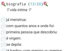 Biografia 13/20 - Vida íntima. Biografia sobre vida íntima.