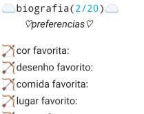Biografia 2/20 - Preferências. Biografia sobre preferências, mande para seus amigos(as) e se divirta!.