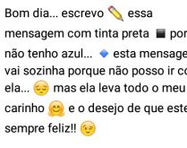 Escrevo essa mensagem com tint.... porque não tenho azul... ela vai sozinha porque não posso ir com ela....