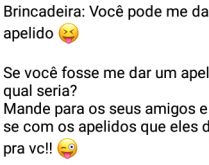 Brincadeira: Você pode me dar.... Se você fosse me dar um apelido, qual seria?.