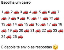 Escolha um carro. Nova brincadeira que vai bombar na rede!.
