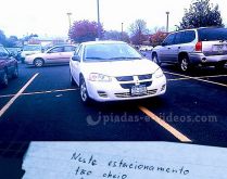 Habilidade no estacionamento. A pessoa tem muita habilidade, estacionou o carro tomando quatro vagas, gênio kkkkkk.