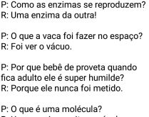 Charadas bem humoradas. Depois de ler essa postagem vc vai mudar seu conceito sobre moléculas, átomos e provetas... confira..