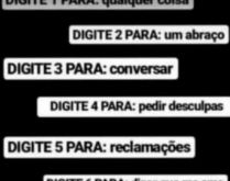 Digite 1 para qualquer coisa. Nova brincadeira para status do whatsapp, confira..