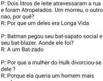 Charadas #4. Por que a mulher do Hulk divorciou-se dele? Confira a resposta aqui....