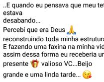 Presente valioso. E quando eu pensava que meu teto estava desabando, percebi....