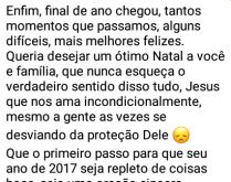 Mensagem de natal e fim de ano. Uma linda mensagem para enviar para seus contatos no whatsapp..