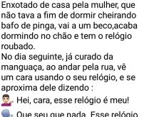Bêbado roubado. Marido chega bêbado em casa para dormir, mas a esposa o expulsa de lá, ele vai a um beco e acaba sendo roubado, confira..