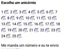 Escolha um unicórnio. Nova brincadeira que promete bombar, confira..