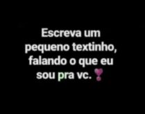 Escreva um pequeno textinho. Falando o que eu sou pra vc..