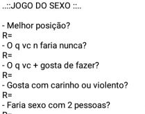 Jogo do sexo. Brincadeira de perguntas sobre sexo para se divertir com seus amigos(as).
