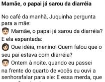 Mamãe o papai já sarou da di.... No café da manhã, Juquinha pergunta para sua mãe dele....