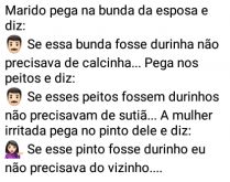 Marido acaricia e esposa e diz. Marido faz crítica à esposa que rebate....