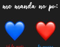 Me manda no PV. Me manda no PV coração azul e vermelho.