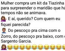 Tiazinha. Mulher compra um kit da Tiazinha para surpreender marido....