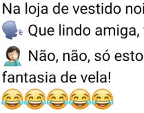 Na loja de vestido de noivas. Uma mulher pergunta a outra na loja de vestidos de noivas....