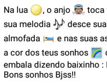 Na lua o anjo toca flauta. E sua melodia desce suava à tua almofada e nas suas asas....