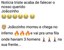 Notícia triste. Acaba de falecer o nosso querido Joãozinho.