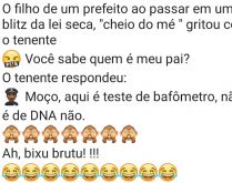 Aqui é teste de bafômetro, n.... O filho de um prefeito ao passar em uma blitz da lei seca, 