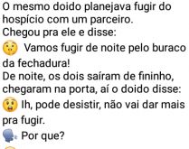 Doido planejava fugir do hosp�.... O mesmo doido planejava fugir do hospício com um parceiro....
