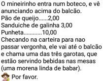 O mineirinho no boteco. Mineirim vai no boteco ao ver o cardápio acaba escolhendo....