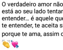 O verdadeiro amor.... Estar ao lado da pessoa que ama é importante, mas aceitar por amor é ainda mais importante....