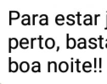 Para estar junto.... Não precisa estar perto, bastar estar....