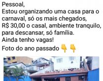 Casa para passar o carnaval co.... Um anúncio de festa na piscina bem organizada, só que não....