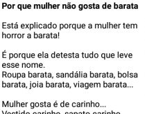 Por que mulher não gosta de b.... Tá explicado por que mulher não gosta de barata, veja....
