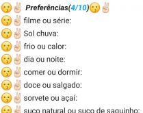 Bio - Preferências. Nova biografia, respostas sobre as preferências no status, confira..