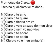 Promoção da Claro. Promoção da Claro.. 🔴 escolha qual claro vc me daria....