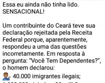 Declaração de imposto de renda. Cidadão comum do Ceará teve sua declaração rejeitada....