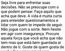 Seja livre!. Se liberte das coisas ou pessoas que te deixam triste ou pra baixo....
