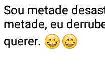 Dizem que sou desastrado. Sou metade, desastrado, a outra metade, derrubei e quebrei sem querer kkkk.